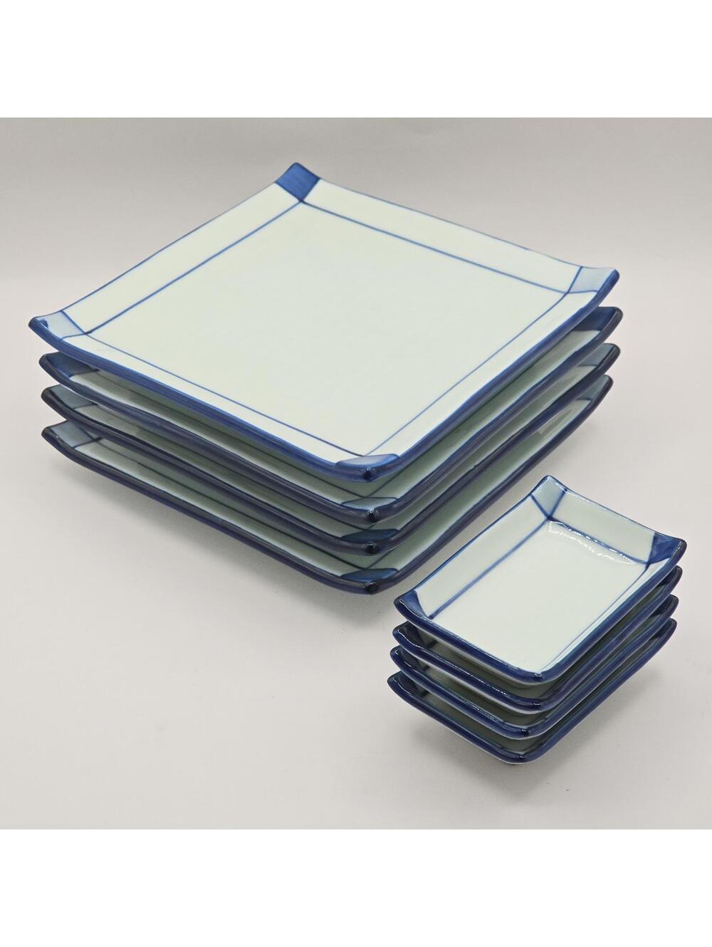 Lmari Japanese Porcelain Sushi Set- White and Blue